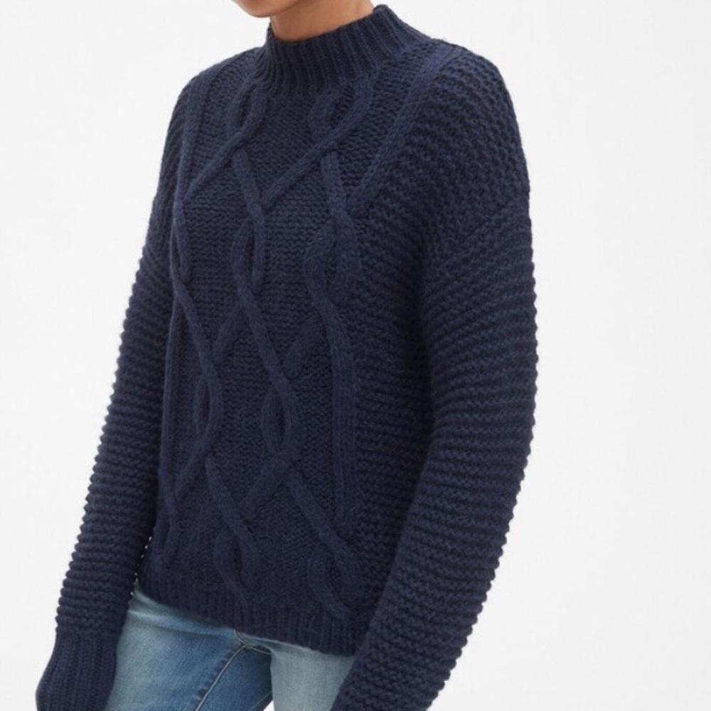 GAP Navy Cable Knit Turtleneck Sweater